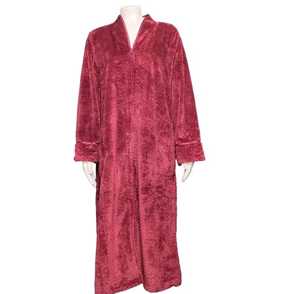 Charter Club Woman's Plush Zig Zag Zipper Robe - Picture 1 of 5